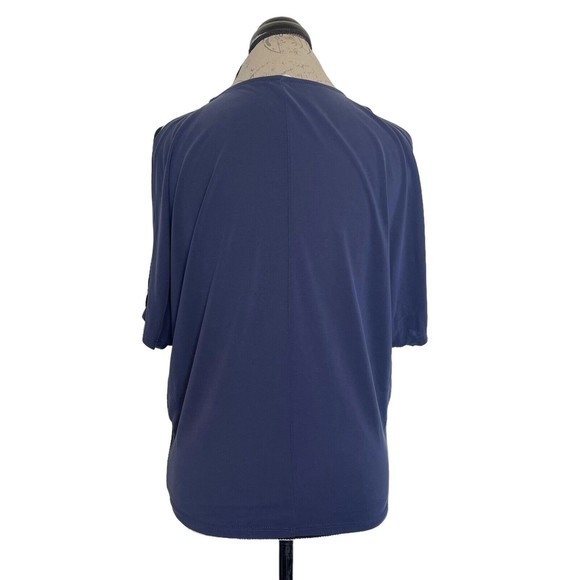 Ollie & Chloe By Jolie Womens Blouse Cold Shoulder Slit Blue Tunic Size Small - Picture 3 of 12
